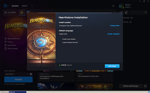 Image de l'application Blizzard Battle.net sous Linux